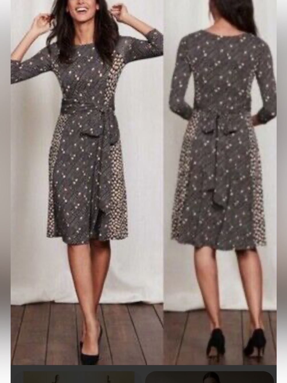 Boden Anna Hotchpotch Midi Mixed Print Jersey Dress 12 R